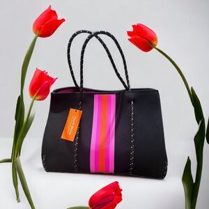 Haute Shore Greyson Tote Bag, Black, Pink & Orange
